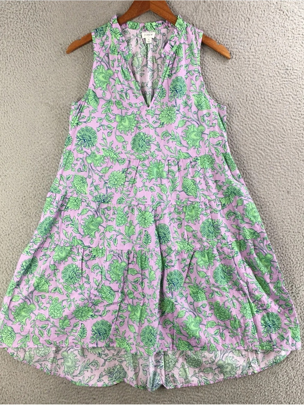 J. Crew Lavender Mini Dress with Green Floral Print